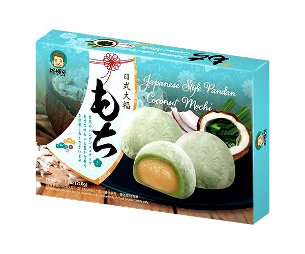 Dolce giapponese Mochi al cocco e pandano - Szu Shen Po 210g. Dolce giapponese Mochi al cocco e pandano - Szu Shen Po 210g.